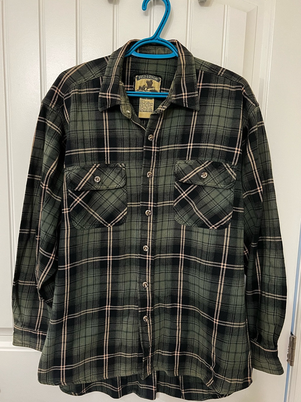 Field & Stream Green Plaid Thick Flannel Shirt Jacket Men's Button-Up
Size Large